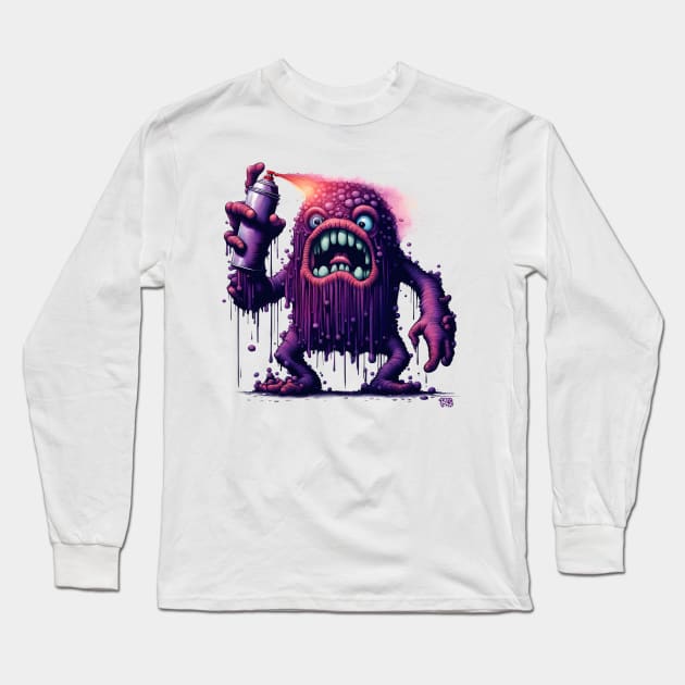 Spray Paint Monster - Graffiti Street Art Long Sleeve T-Shirt by Ravenglow